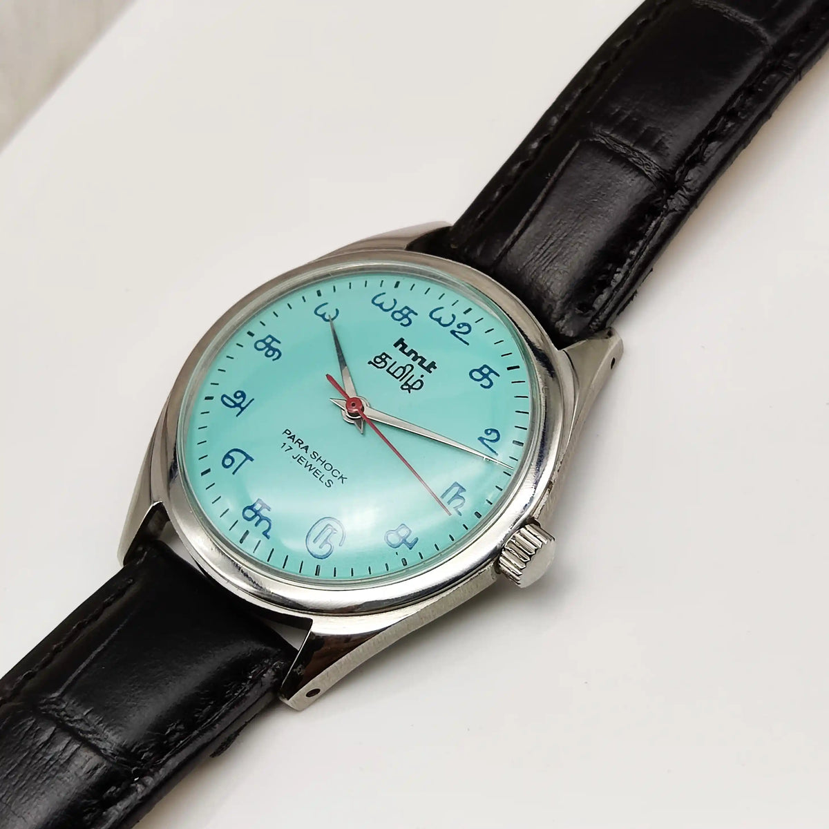 HMT Tamil Numerals Handwinding Watch - Timeless Elegance with Turquoise Dial