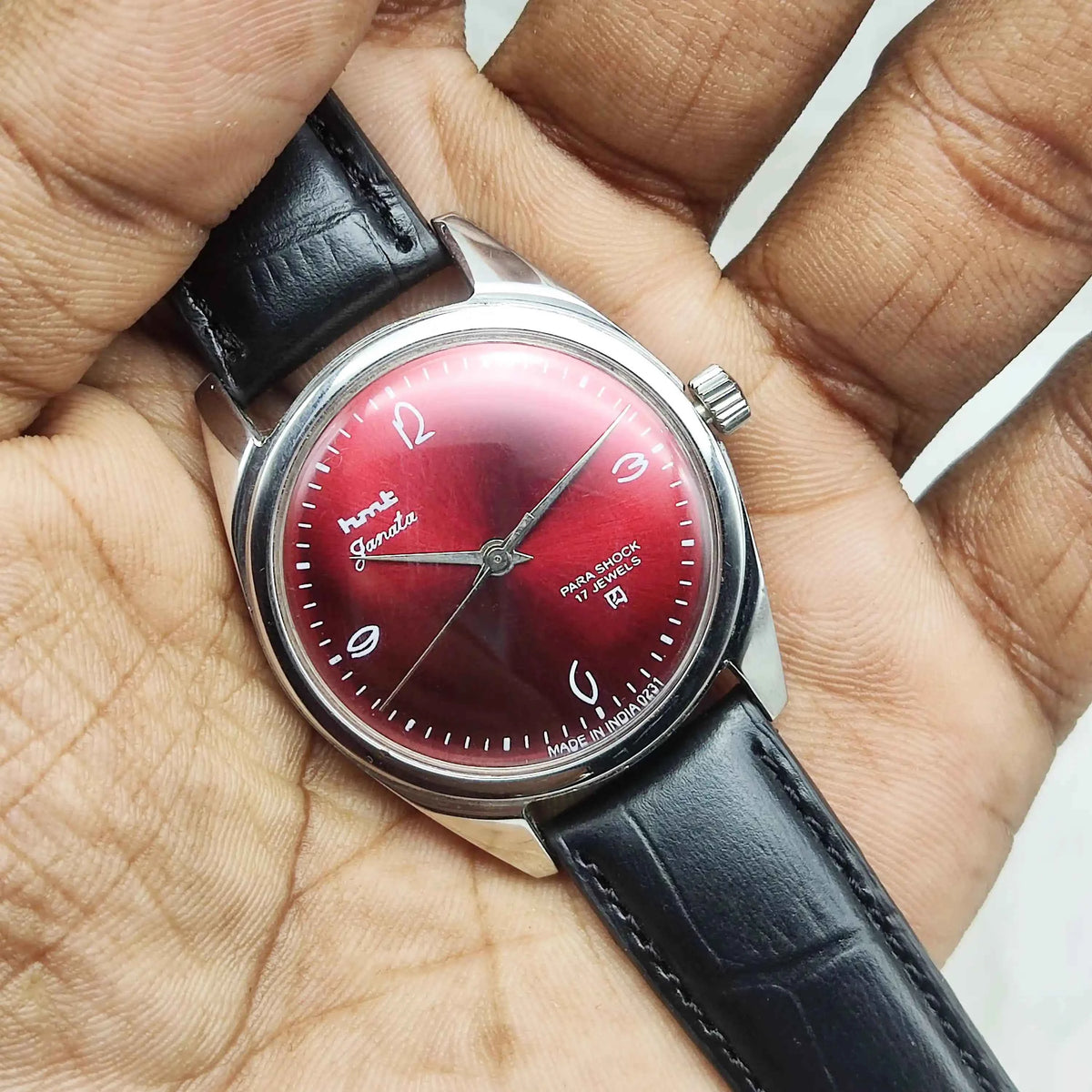 HMT Janata English Numerals Red Apple Dial Watch - 17 Jewels Handwinding