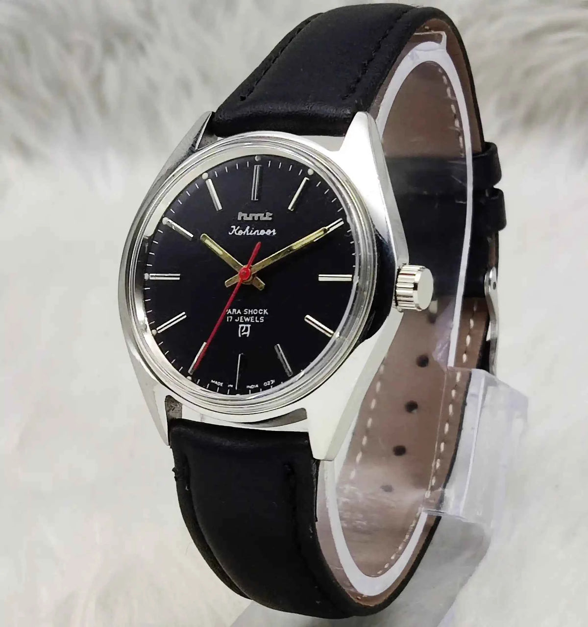 HMT Kohinoor Black Dial Watch with 17 Jewels Handwinding Mechanism