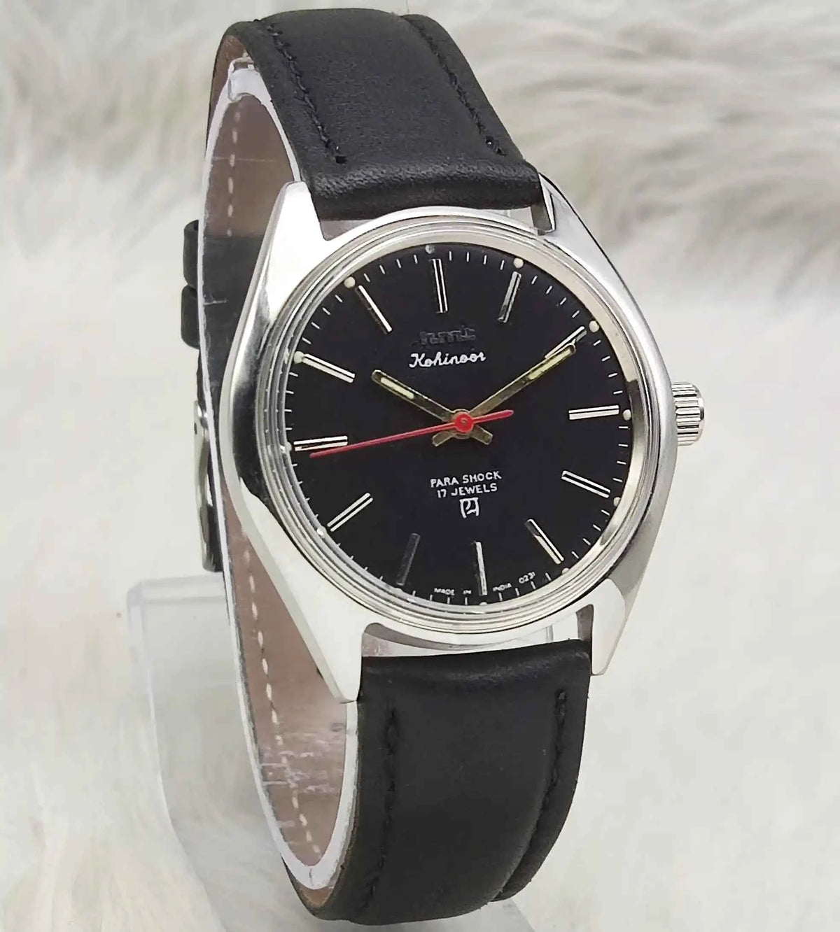 HMT Kohinoor Black Dial Watch with 17 Jewels Handwinding Mechanism