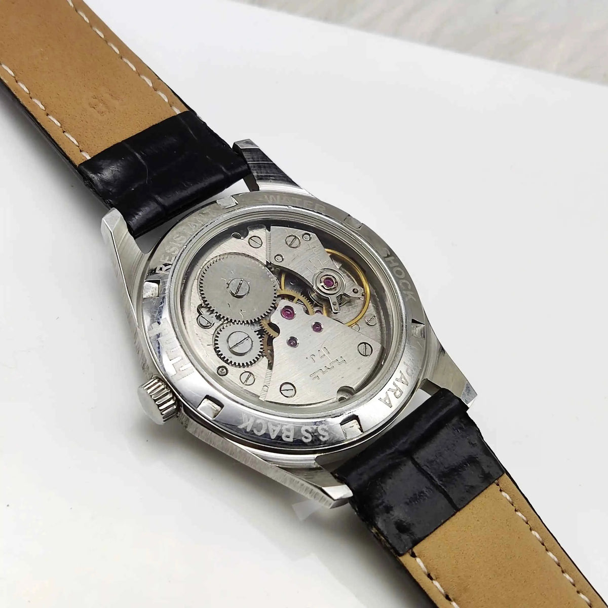 HMT Janata Devanagari Font Watch - Handwinding 17 Jewels, Para Shock, Blue Dial, Men's Watch with Transparent Back