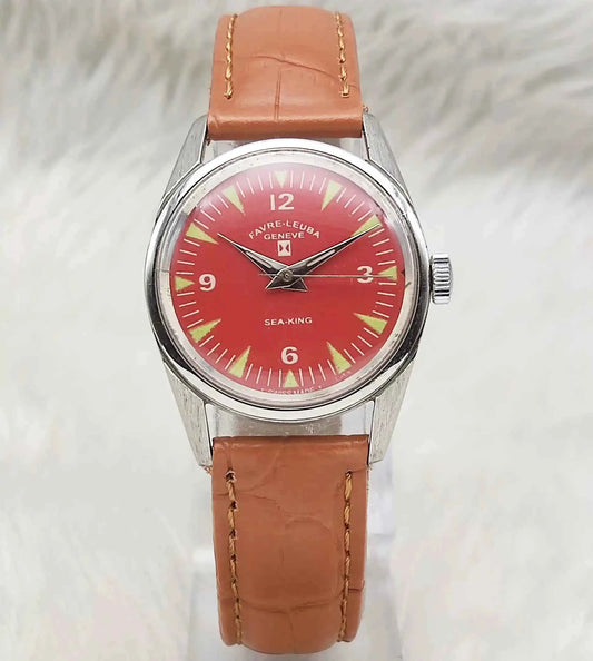 Elevate Your Style: Favre Leuba Handwinding Watch with Reddish Dial