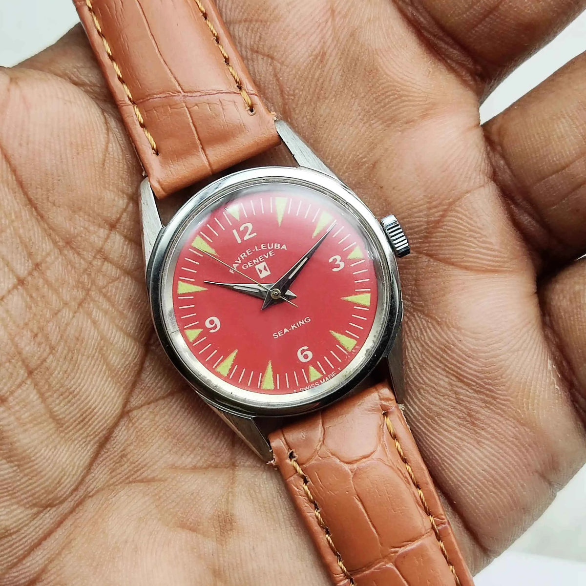 Elevate Your Style: Favre Leuba Handwinding Watch with Reddish Dial