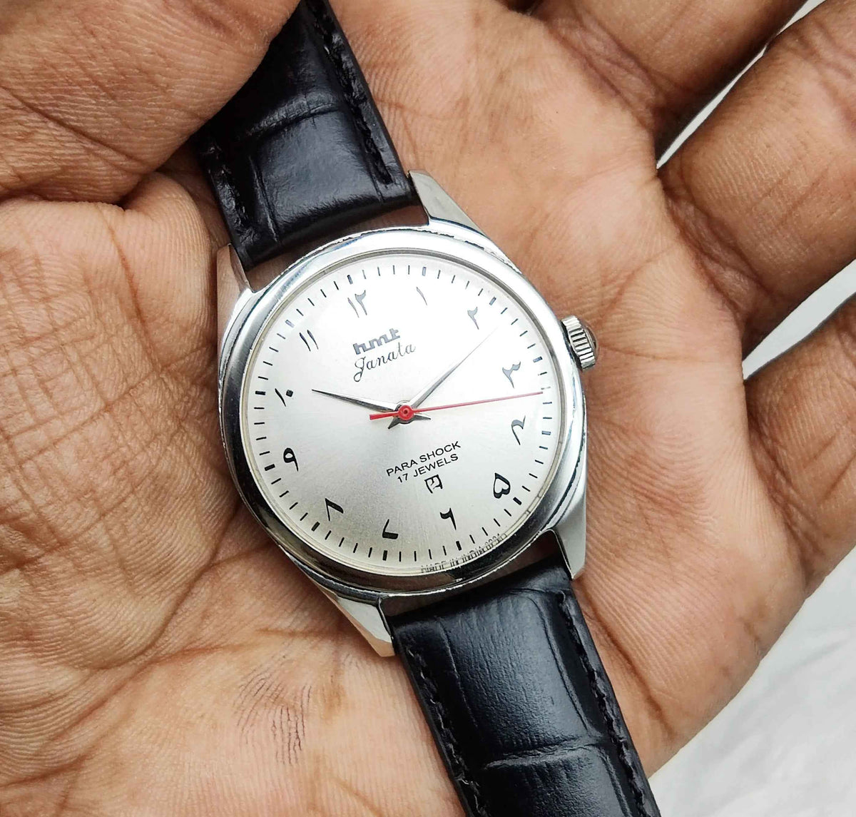 HMT Janata Mechanical Watch - 17 Jewels Men's Timepiece with Gray Dial