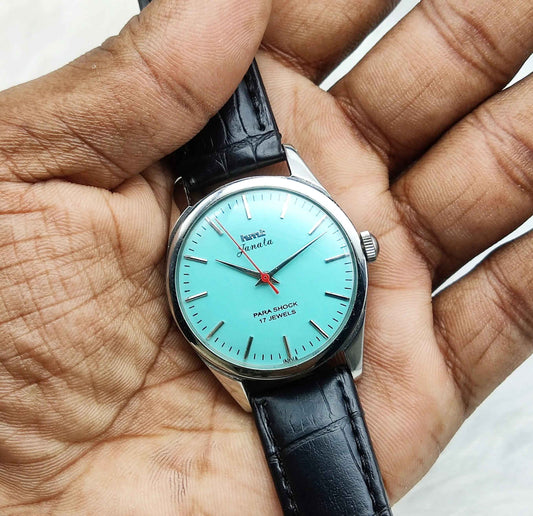 HMT Janata Men's Watch with Turquoise Dial and 17 Jewels Handwinding