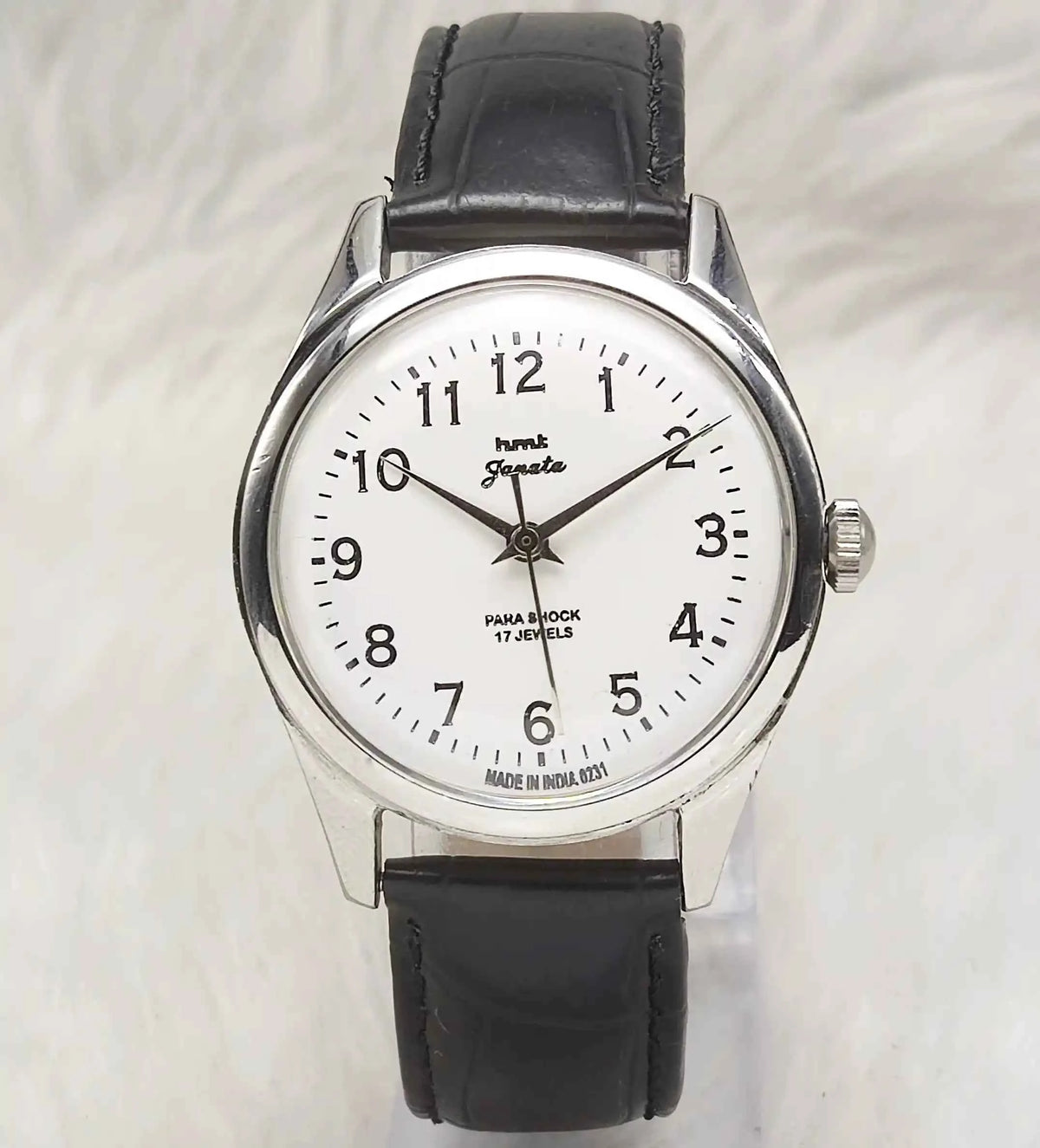 HMT Janata Handwinding Watch - White Dial, 17 Jewels, Para Shock for Timeless Style