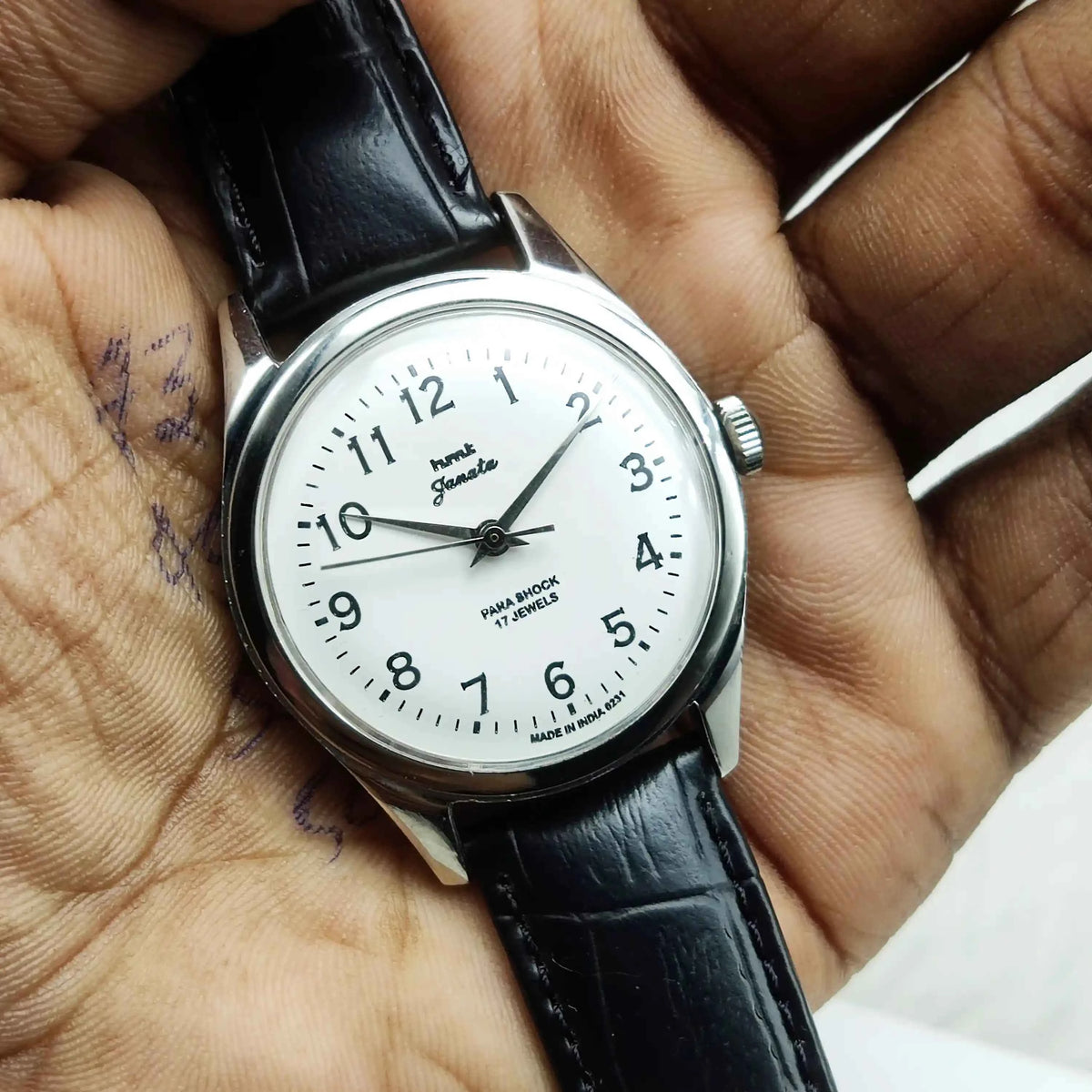 HMT Janata Handwinding Watch - White Dial, 17 Jewels, Para Shock for Timeless Style