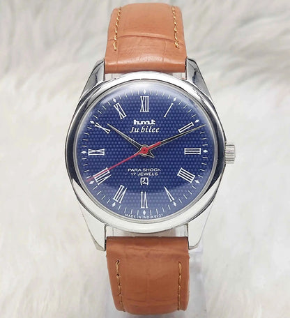 HMT Jubilee Blue Dial Watch - 17 Jewels Handwinding Timepiece of Timeless Elegance