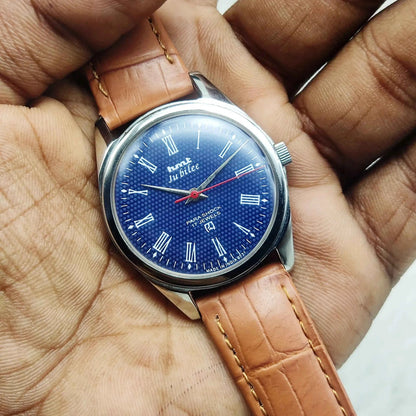 HMT Jubilee Blue Dial Watch - 17 Jewels Handwinding Timepiece of Timeless Elegance