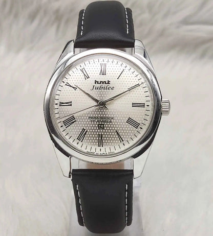 HMT Jubilee Silver Dail 17 Jewels Handwinding Watch Transparent Back