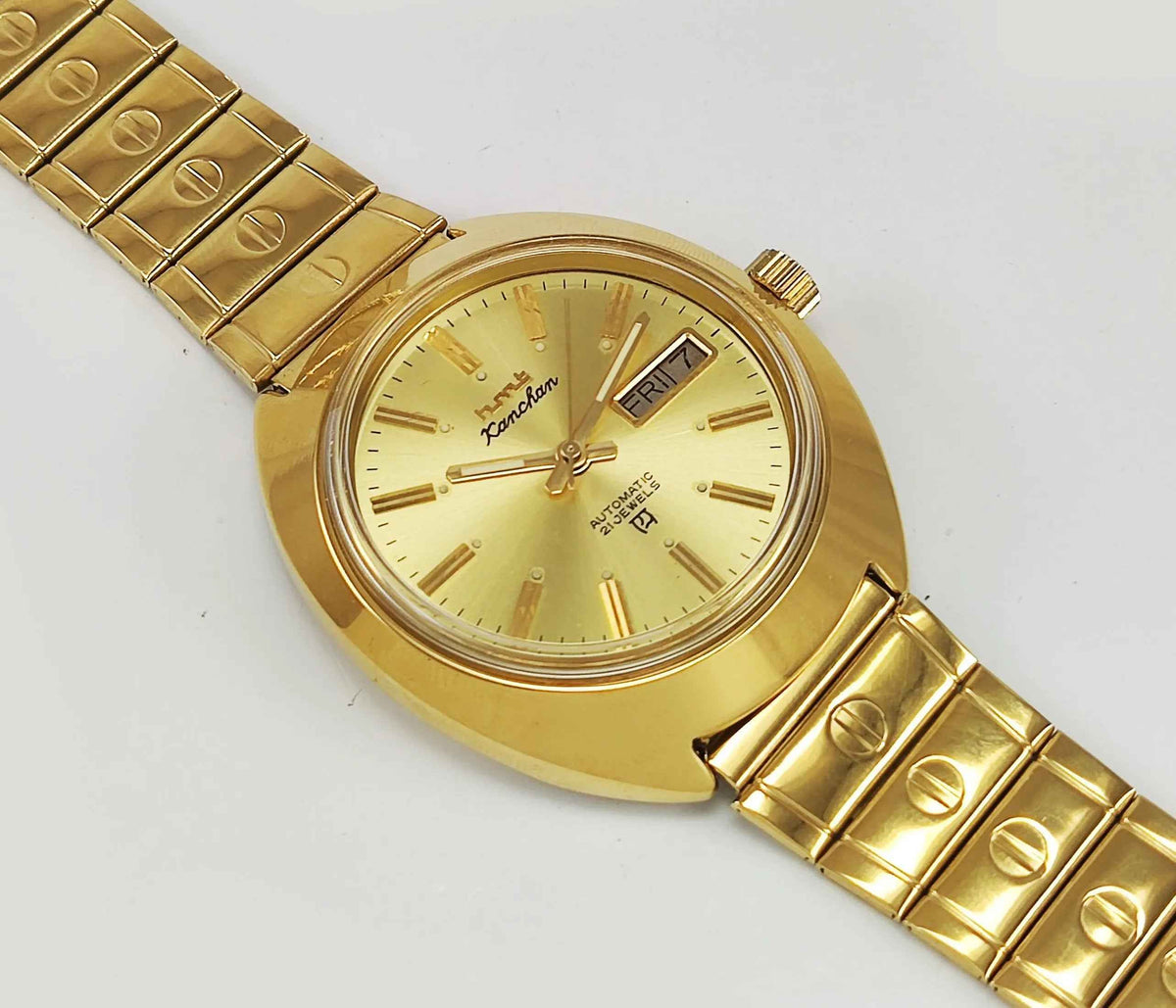 HMT Kanchan Para Shock Watch - Timeless Mechanical Luxury with Golden Dial