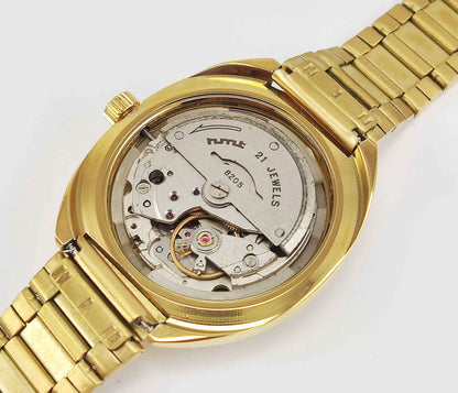 HMT Kanchan Para Shock Watch - Timeless Mechanical Luxury with Golden Dial