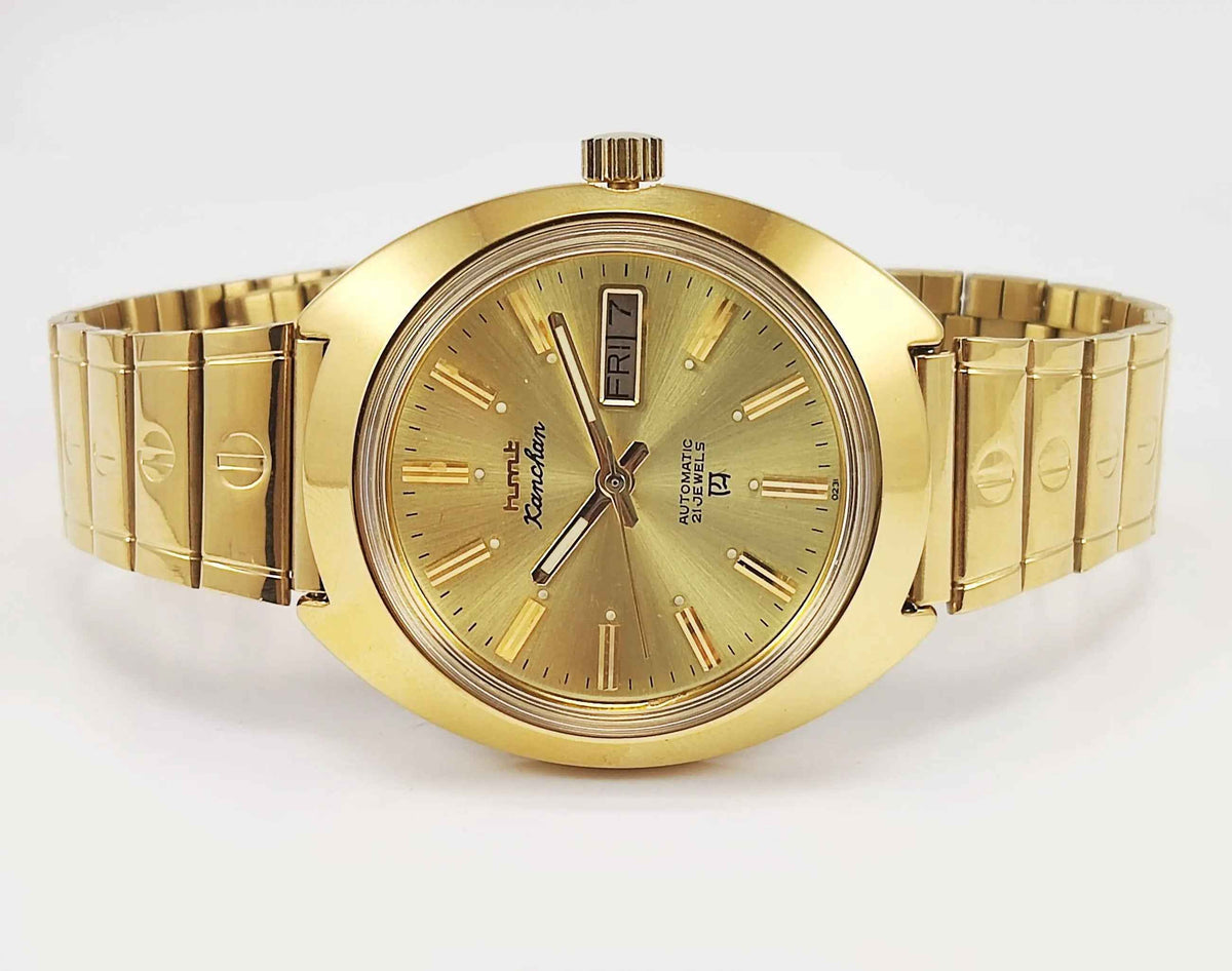 HMT Kanchan Para Shock Watch - Timeless Mechanical Luxury with Golden Dial