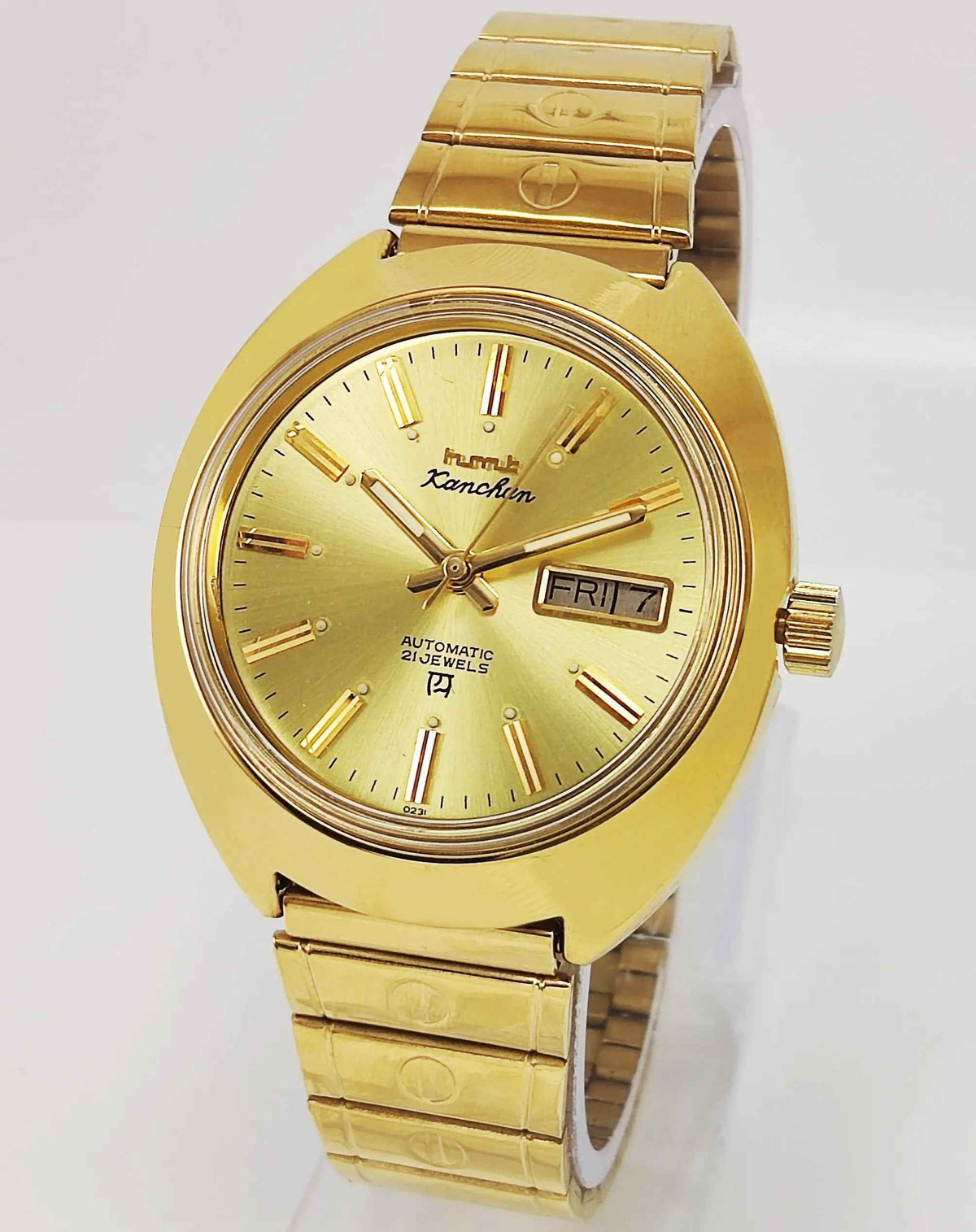 HMT Kanchan Para Shock Watch - Timeless Mechanical Luxury with Golden Dial