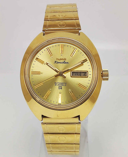 HMT Kanchan Para Shock Watch - Timeless Mechanical Luxury with Golden Dial