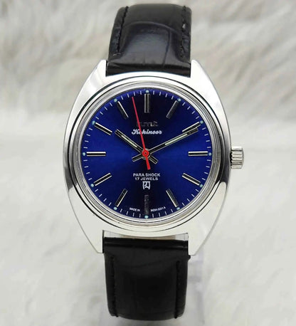 HMT Kohinoor Stick Indices 17 Jewels Blue Dial Men's Watch for Timeless Style