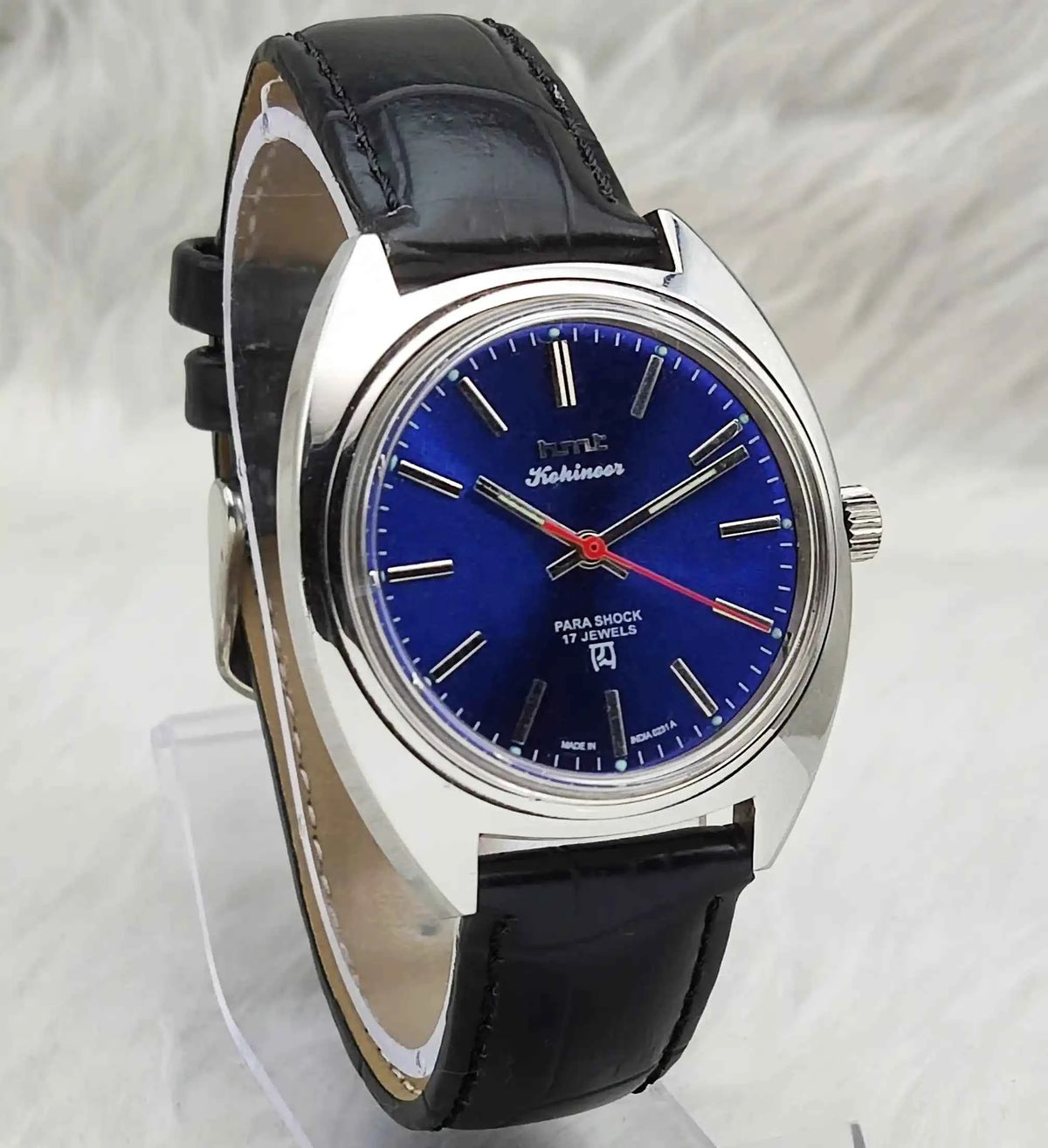 HMT Kohinoor Stick Indices 17 Jewels Blue Dial Men's Watch for Timeless Style