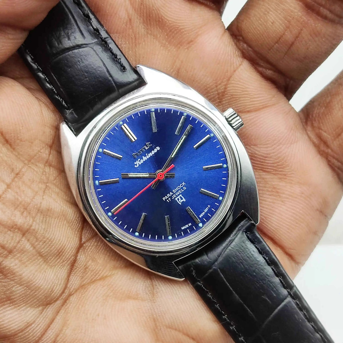 HMT Kohinoor Stick Indices 17 Jewels Blue Dial Men's Watch for Timeless Style