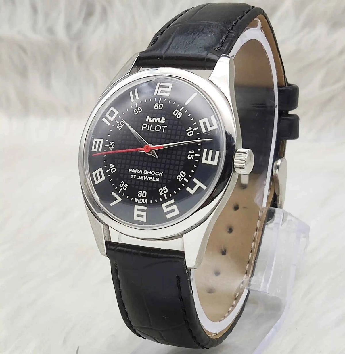 HMT Pilot 17 Jewels Black Sub Dial Handwinding Watch with English Numerals