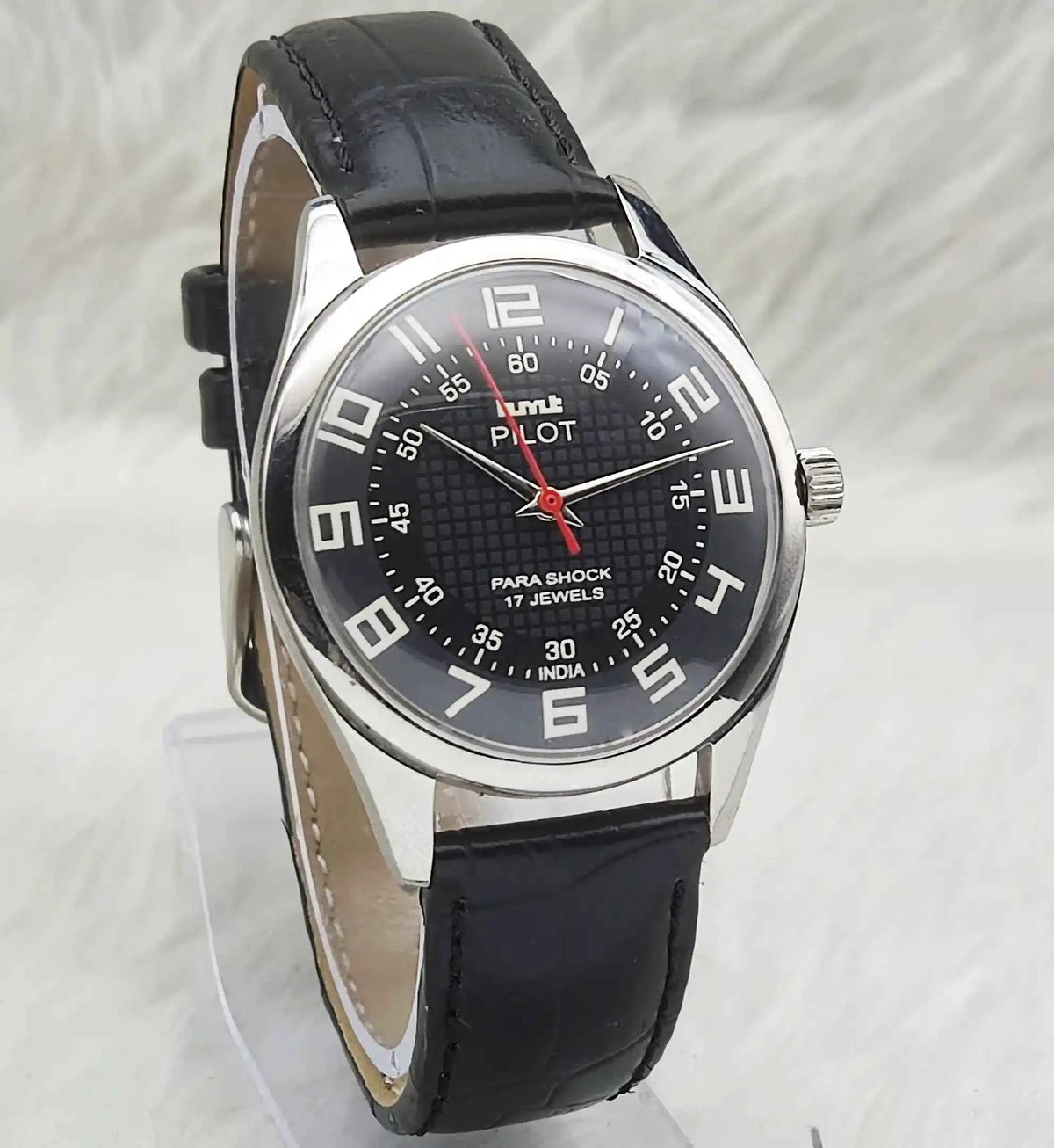 HMT Pilot 17 Jewels Black Sub Dial Handwinding Watch with English Numerals