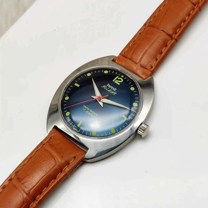 HMT Pilot 17 Jewels Handwinding Watch with Bluish Dial and Dotted Indices