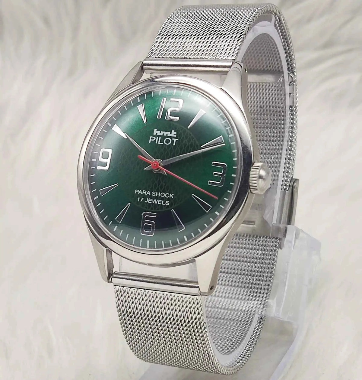HMT Pilot Green Dial Men's Watch - 17 Jewels Handwinding with Numerals Indices