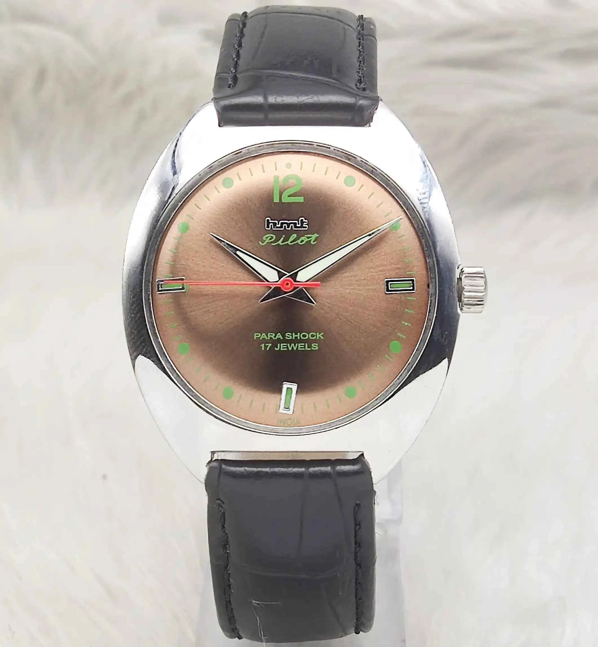 HMT Pilot Brown Dial Watch - 17 Jewels Handwinding Timepiece