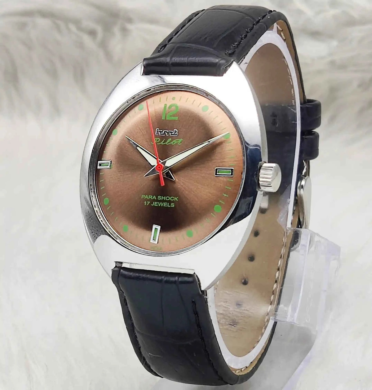 HMT Pilot Brown Dial Watch - 17 Jewels Handwinding Timepiece