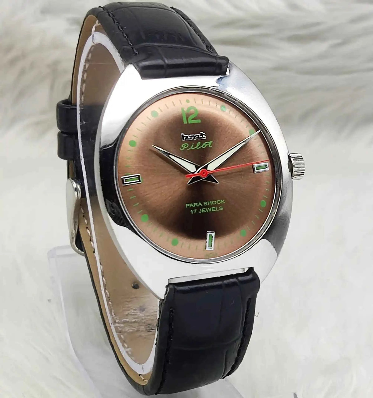 HMT Pilot Brown Dial Watch - 17 Jewels Handwinding Timepiece