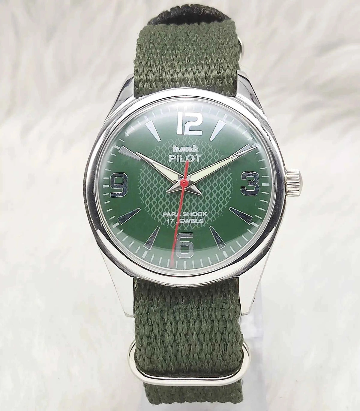 HMT Pilot Light Green Dial Watch 17 Jewels Handwinding Model 0231