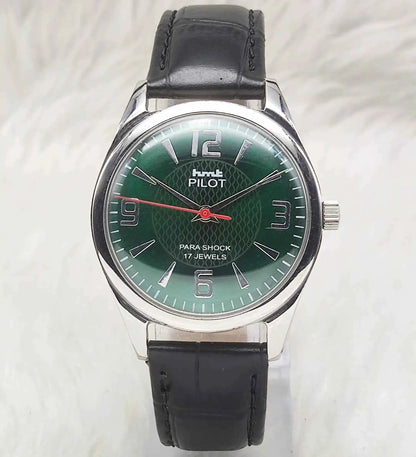 HMT Pilot Green Dial Watch 17 Jewels Handwinding Model 0231