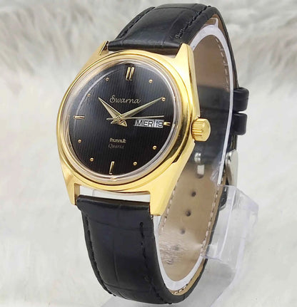 HMT Swarna Day Date Watch – Quartz Black Dial for Timeless Elegance