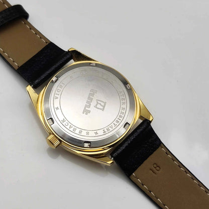 HMT Swarna Day Date Watch - Experience Timeless Elegance with a Goldenish Dial