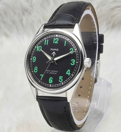 HMT Black Dial Handwinding Watch - 17 Jewels Classic Timepiece