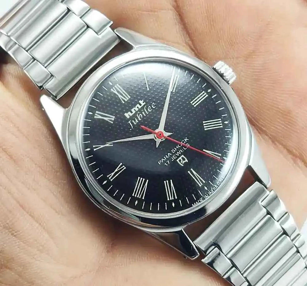 HMT Jubilee Black Dial Watch - Timeless Mechanical Craftsmanship for Discerning Tastes