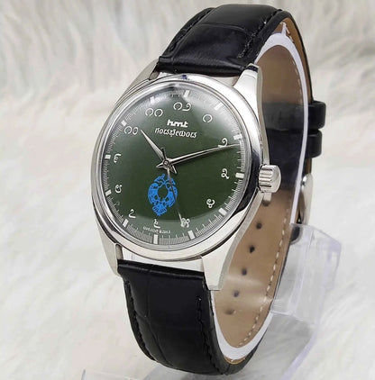 HMT Gandaberunda Watch: Timeless Elegance with Green Dial and 17 Jewels