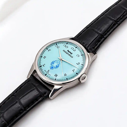 HMT Gandaberunda Mechanical Watch - Elegant Turquoise Dial with Stylish Kannada Numerals