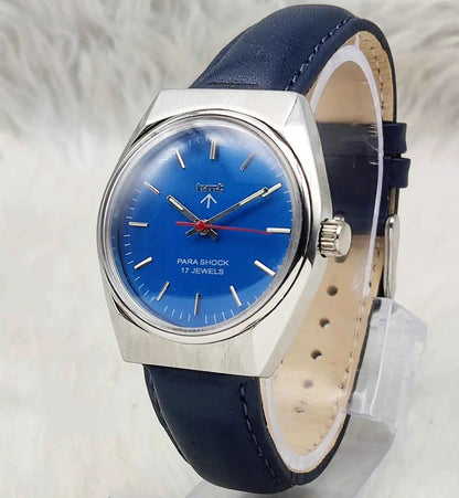 HMT Handwinding Sky Blue Watch with Stick Indices - 17 Jewels Timepiece