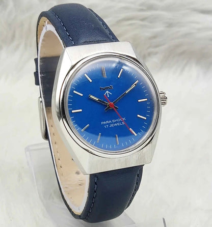 HMT Handwinding Sky Blue Watch with Stick Indices - 17 Jewels Timepiece