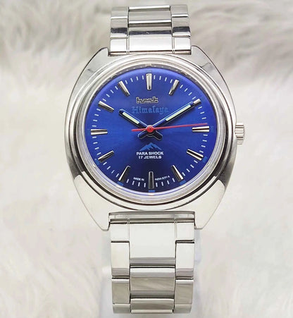 HMT Himalaya Bluish Dial Watch with 17 Jewels and Transparent Back