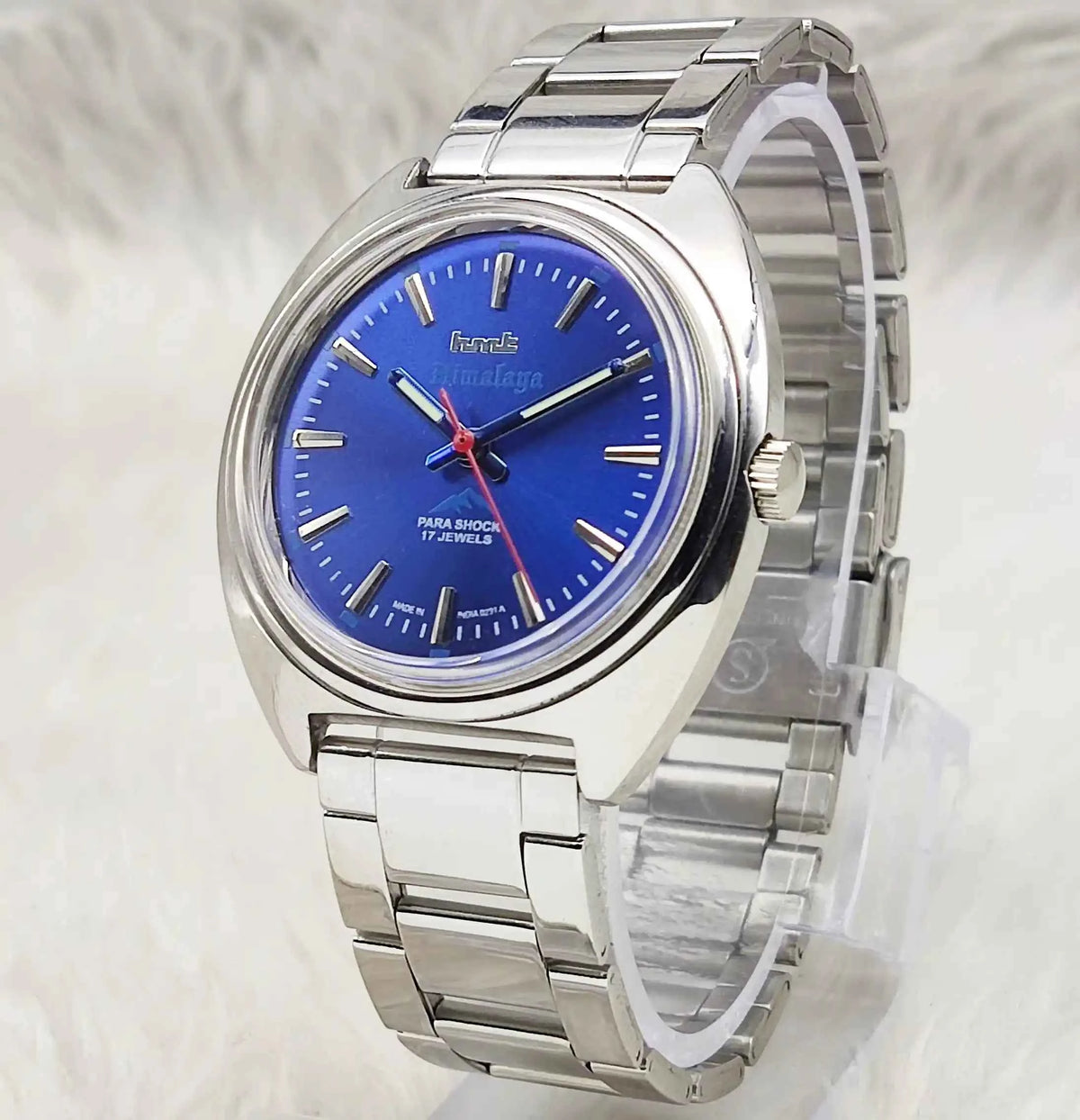 HMT Himalaya Bluish Dial Watch with 17 Jewels and Transparent Back