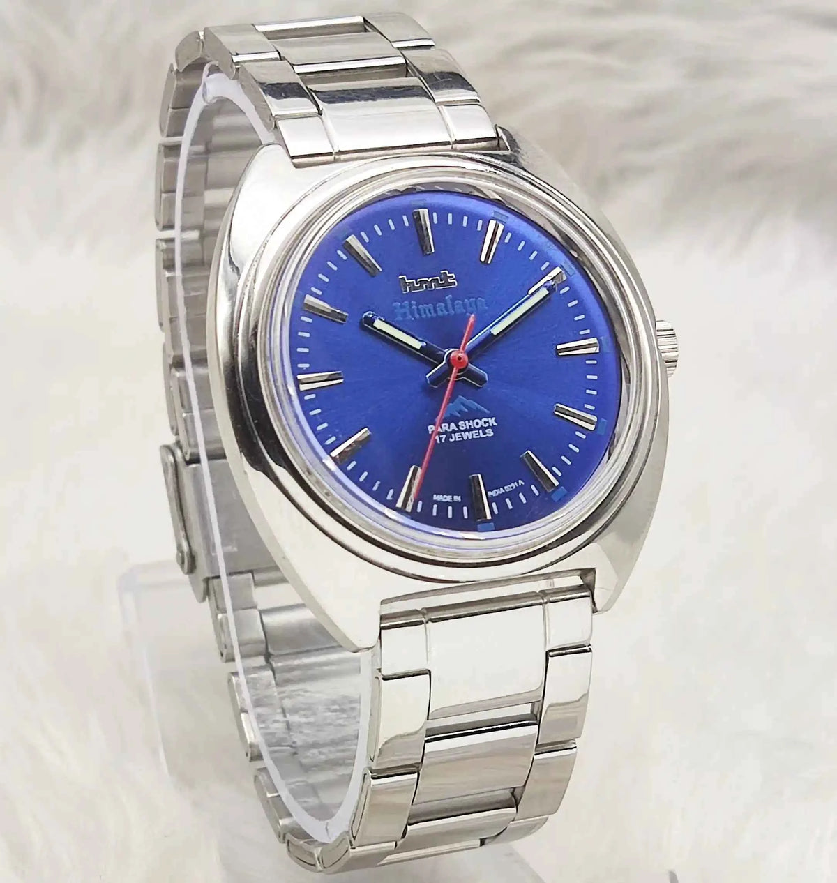 HMT Himalaya Bluish Dial Watch with 17 Jewels and Transparent Back