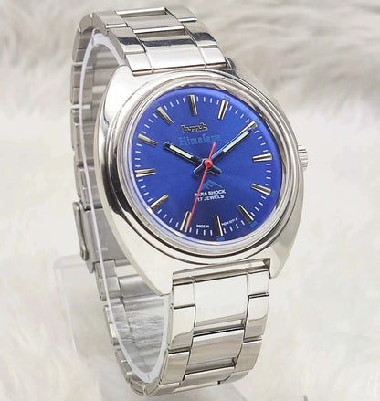 HMT Himalaya Bluish Dial Watch with 17 Jewels and Transparent Back