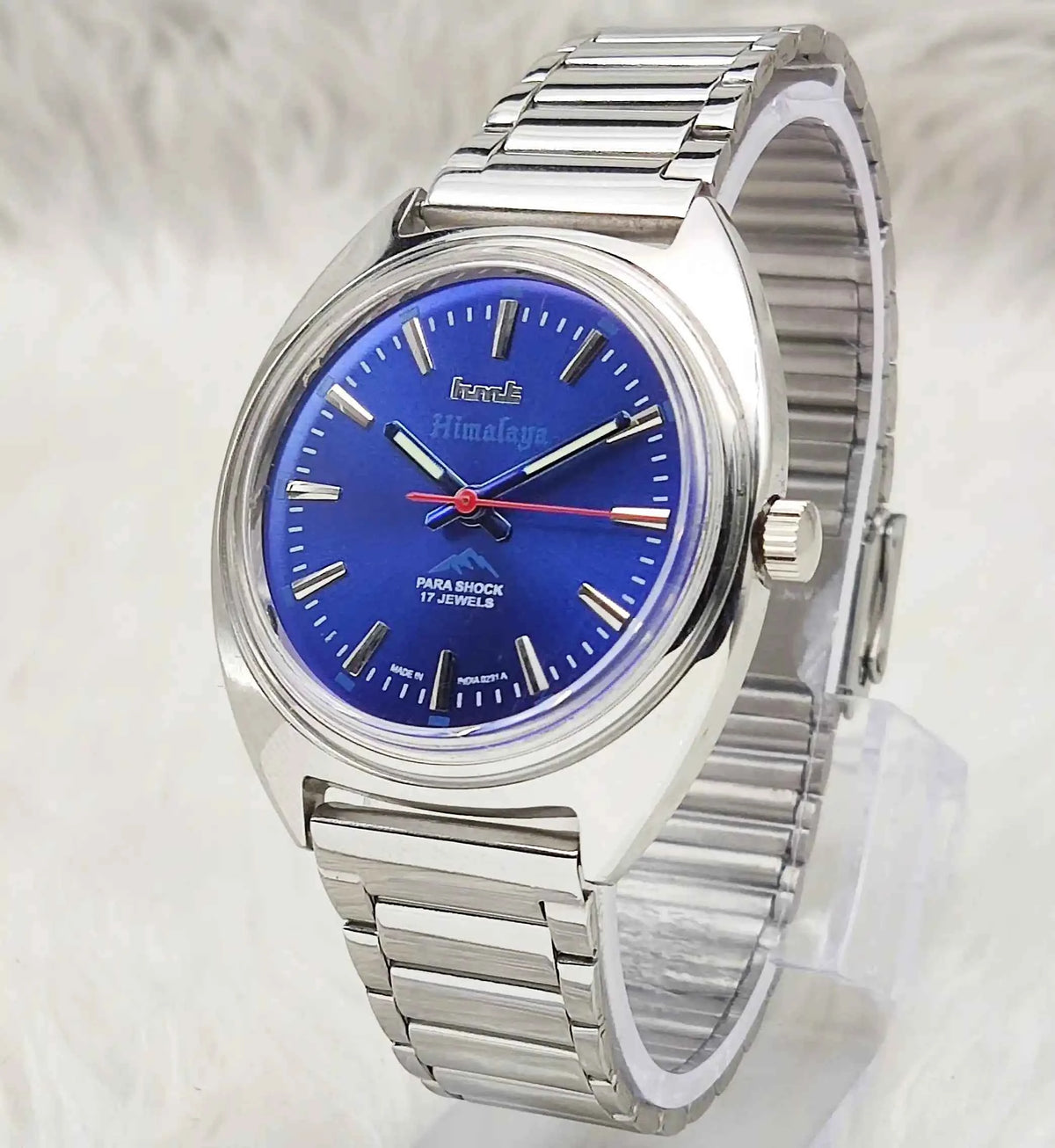 HMT Himalaya Bluish Dial Watch - Handwinding Transparent Back Design