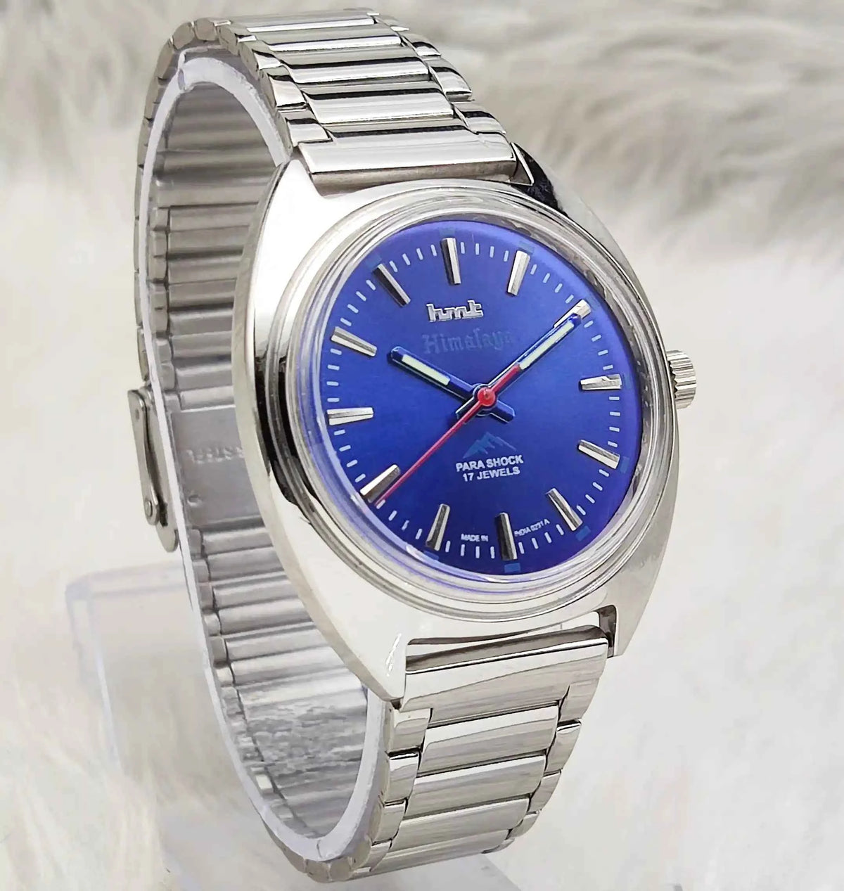 HMT Himalaya Bluish Dial Watch - Handwinding Transparent Back Design
