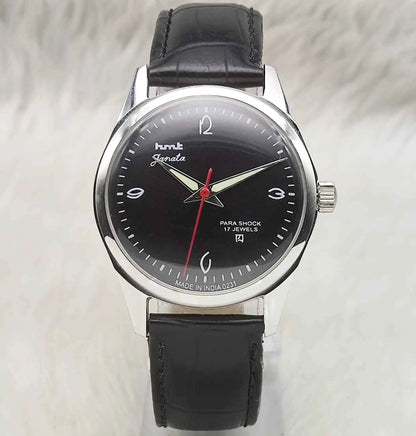 HMT Janata 17 Jewels Handwinding Black Dial Transaprent Back Watch