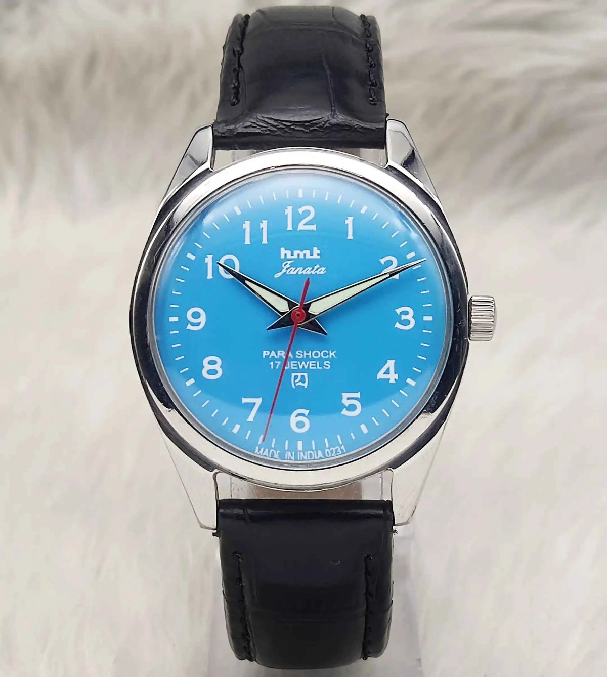 HMT Janata Handwinding Watch with Sky Blue Dial and English Numerals