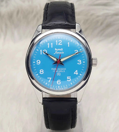 HMT Janata Handwinding Watch with Sky Blue Dial and English Numerals