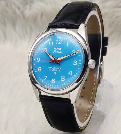 HMT Janata Handwinding Watch with Sky Blue Dial and English Numerals