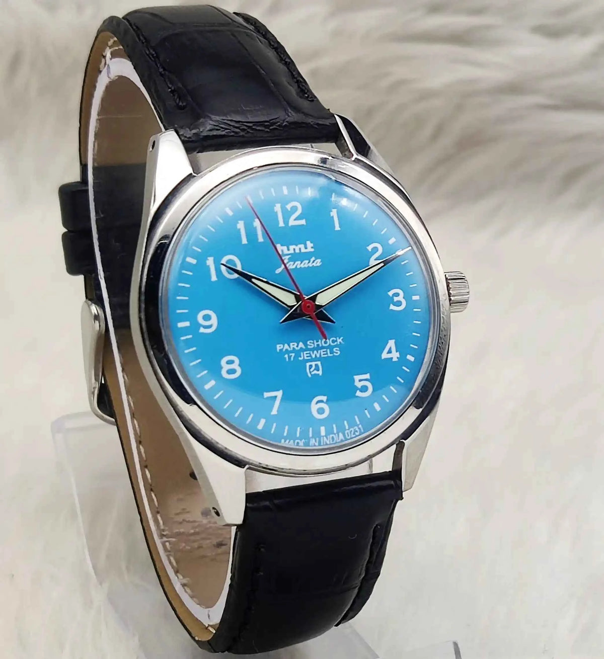 HMT Janata Handwinding Watch with Sky Blue Dial and English Numerals
